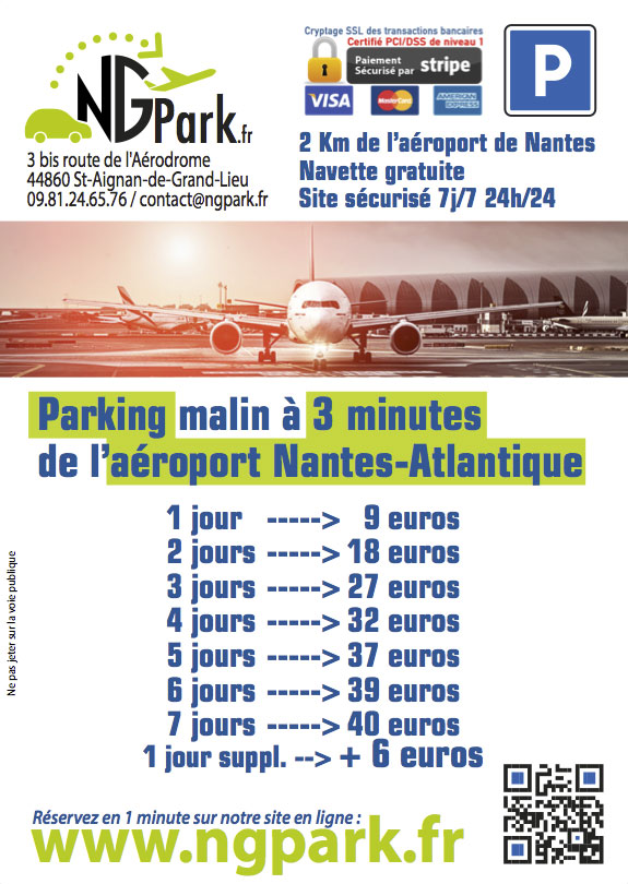 Flyer du parking aeroport de Nantes pas cher NGpark