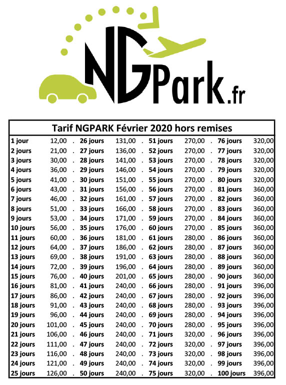 Tarif du parking près de l'aéroport de Nantes Atlantique