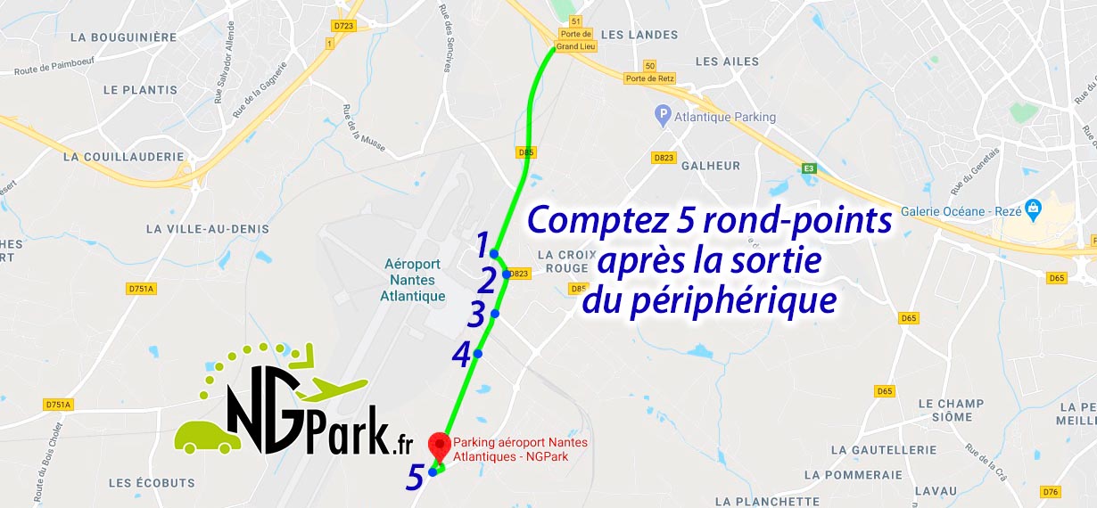 Voici l'itinéraire passant par les 5 ronds points pour arriver à NGPark